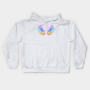 Rainbow Wings on a White Background Kids Hoodie